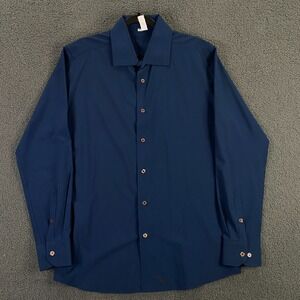 State & Liberty Dress Shirt Mens Large Athletic Stretch Performance Blue